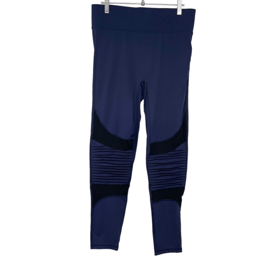All Access Bandier Navy Blue High Rise Mesh Moto 7/8 Tights Leggings Women Large - Picture 10 of 10